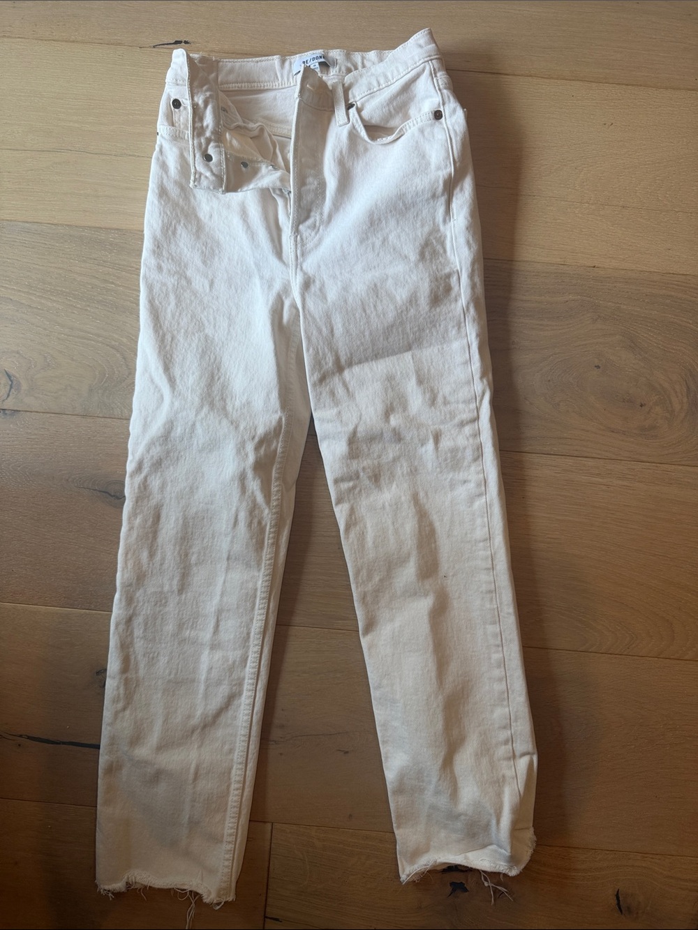 Re/Done White Ankle Cropped Jeans